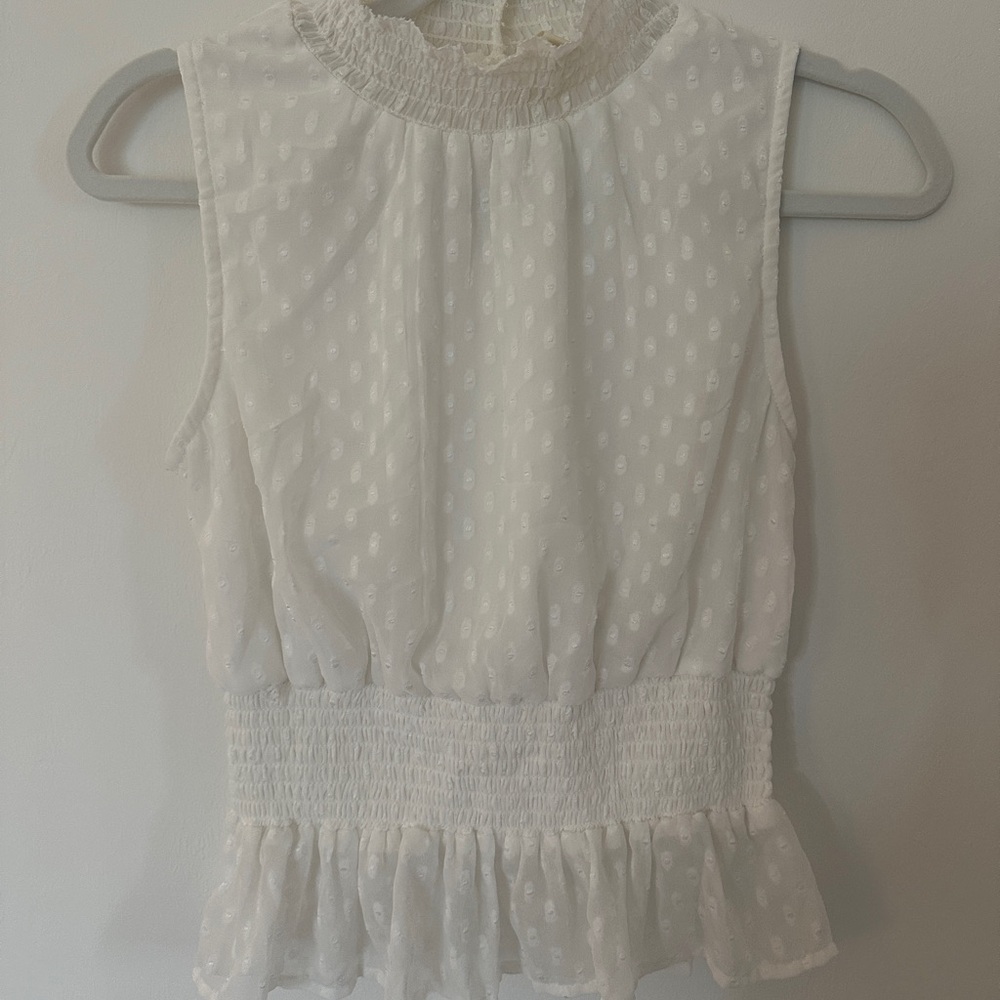 Japna - White Lacey Peplum Top